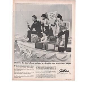 Toshiba Electronics Magazine Advertisement B&W Vintage 1968 Radio Television